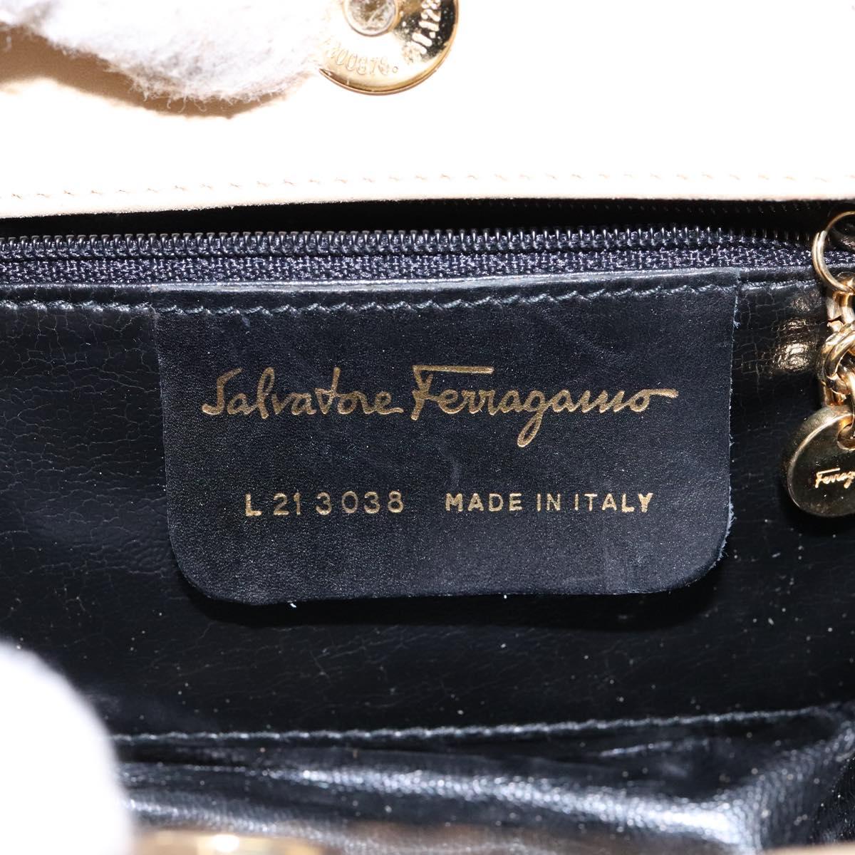 Salvatore Ferragamo Hand Bag Suede Beige Gold Auth 134611