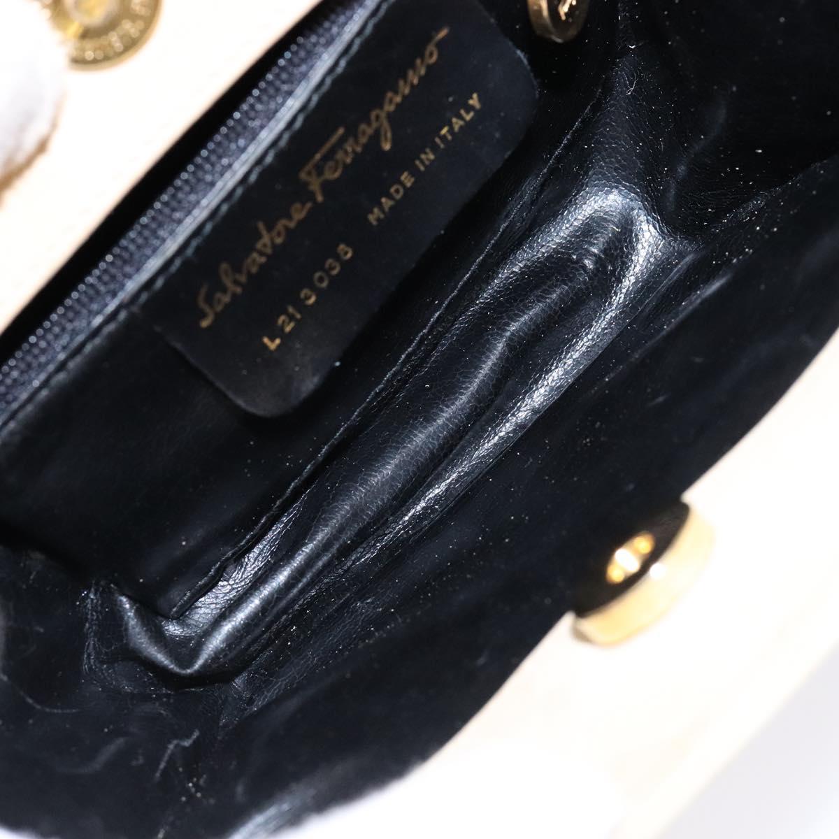 Salvatore Ferragamo Hand Bag Suede Beige Gold Auth 134611