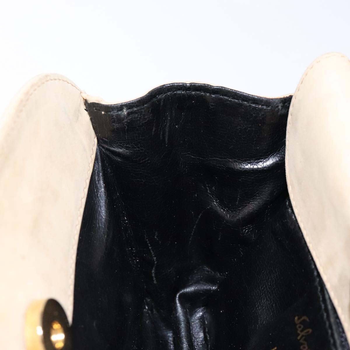 Salvatore Ferragamo Hand Bag Suede Beige Gold Auth 134611