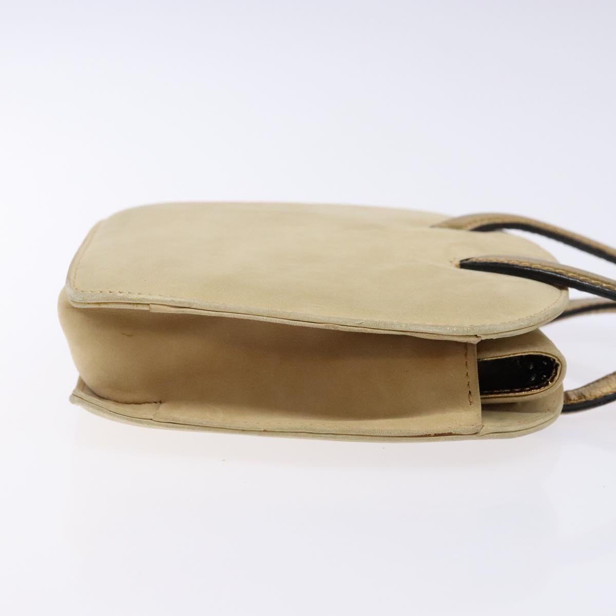 Salvatore Ferragamo Hand Bag Suede Beige Gold Auth 134611