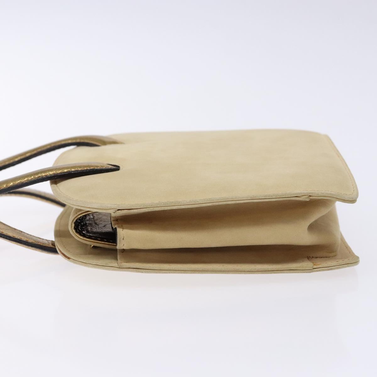 Salvatore Ferragamo Hand Bag Suede Beige Gold Auth 134611
