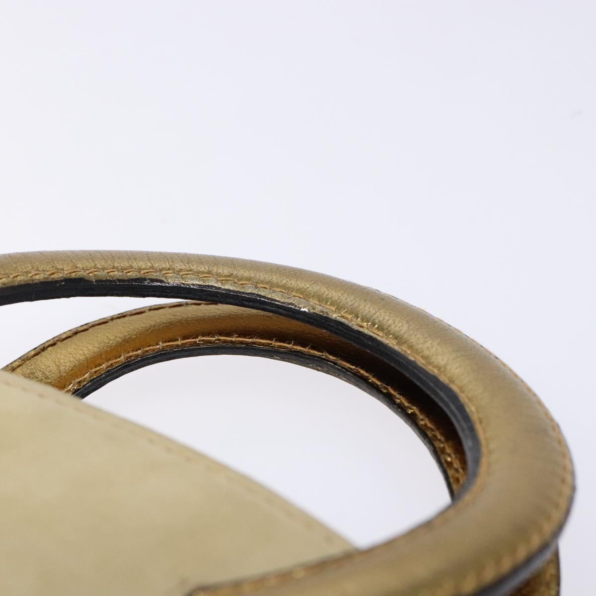 Salvatore Ferragamo Hand Bag Suede Beige Gold Auth 134611