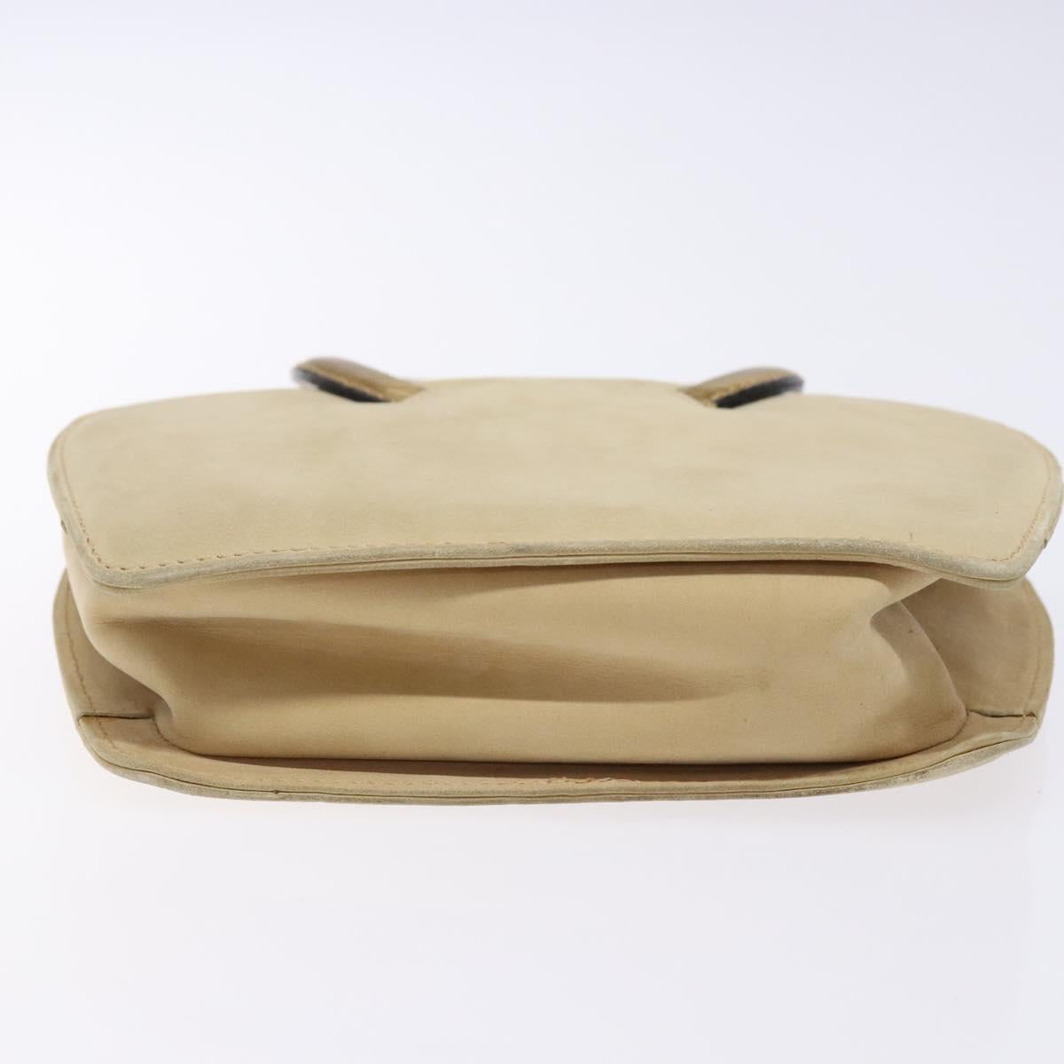 Salvatore Ferragamo Hand Bag Suede Beige Gold Auth 134611