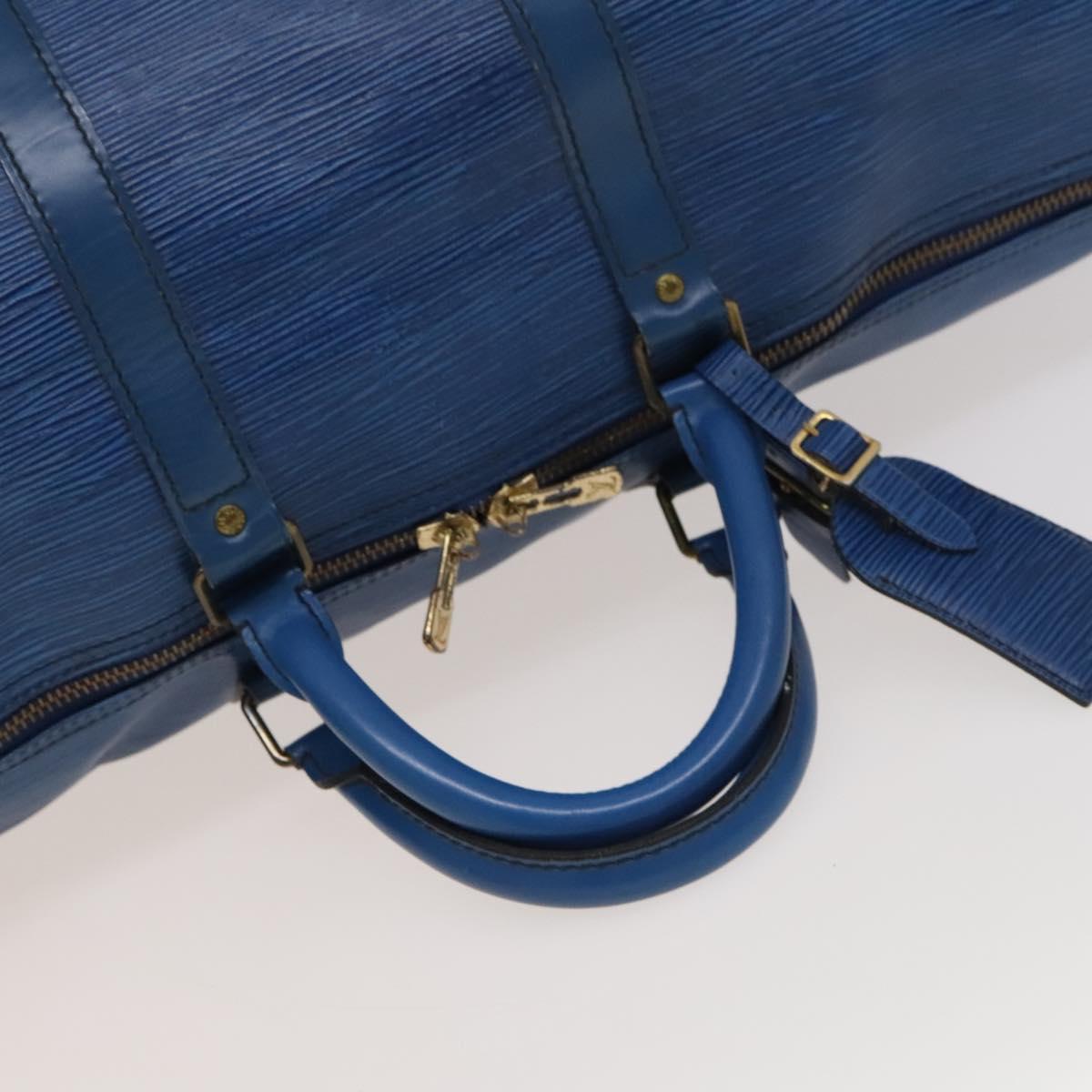 LOUIS VUITTON Epi Keepall 60 Boston Bag Blue M42945 LV Auth 134615