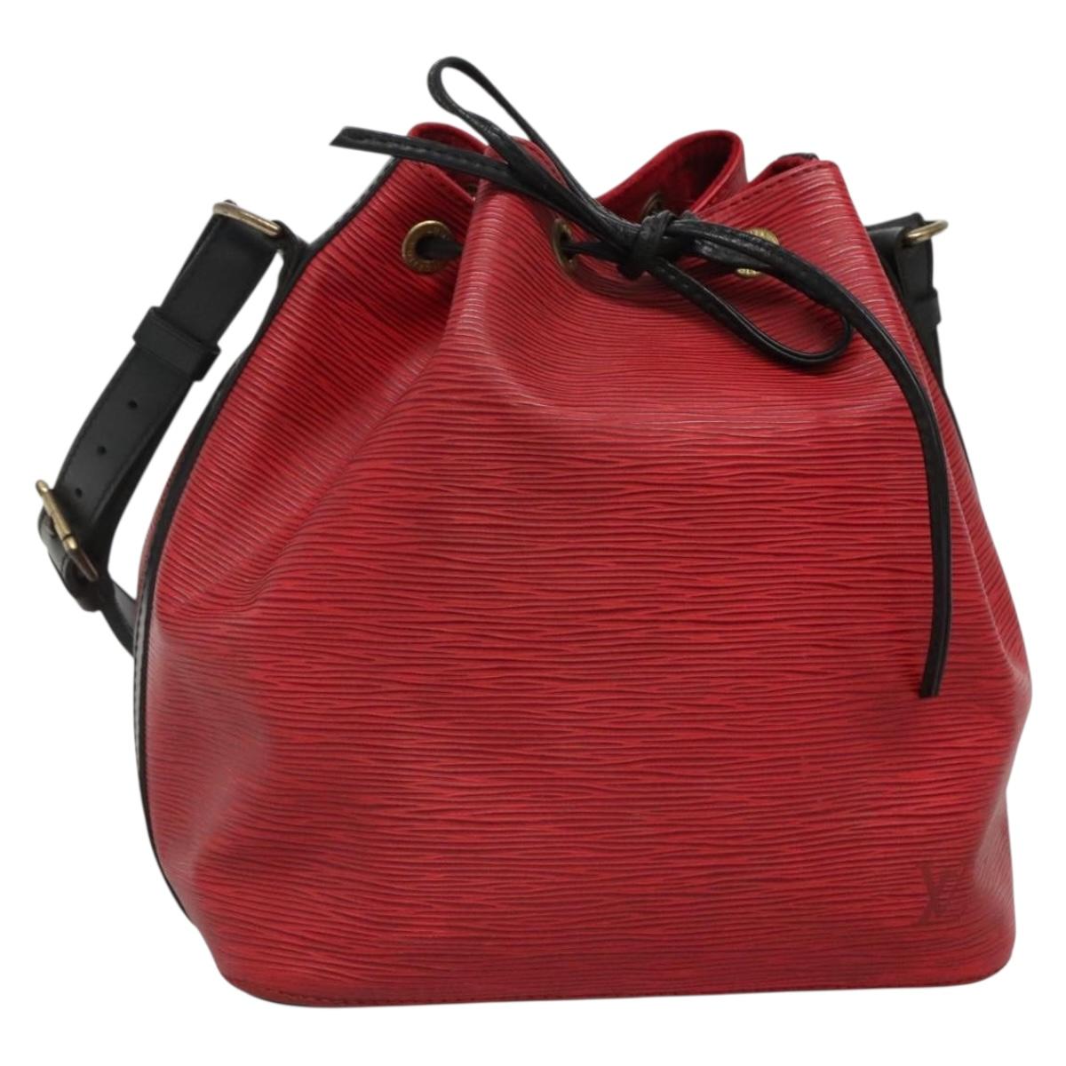 LOUIS VUITTON Epi Petit Noe Shoulder Bag Bicolor Black Red M44017 Auth 134616