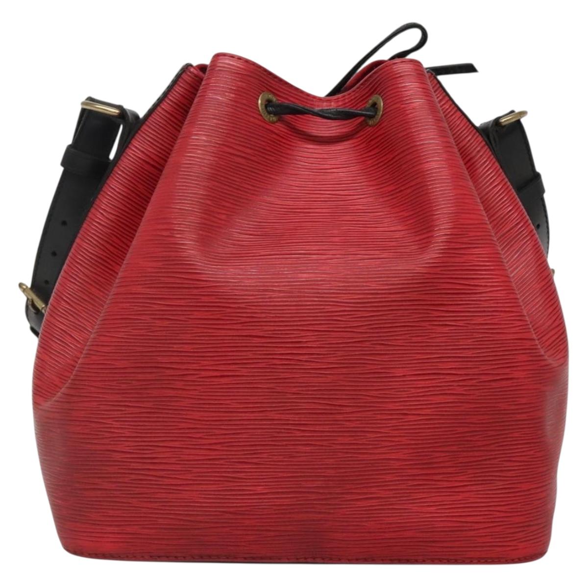 LOUIS VUITTON Epi Petit Noe Shoulder Bag Bicolor Black Red M44017 Auth 134616