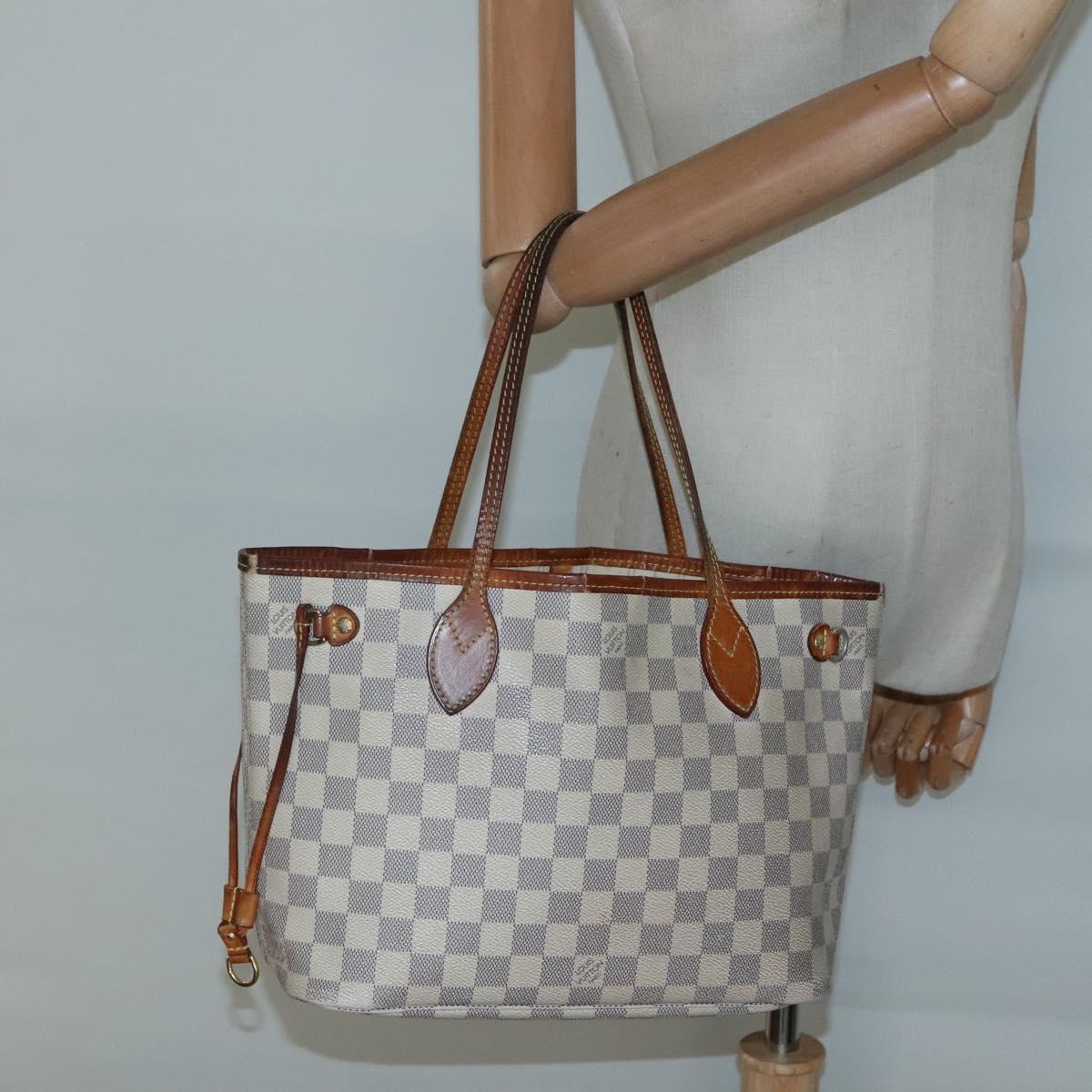 LOUIS VUITTON Damier Azur Neverfull PM Tote Bag N41362 LV Auth 134635