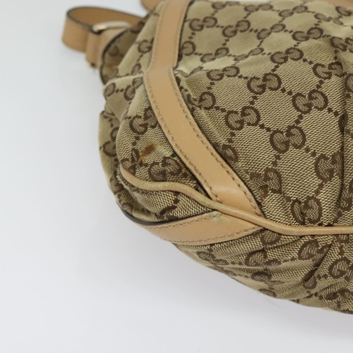GUCCI GG Canvas Shoulder Bag Beige Gold 203257 Auth 134640
