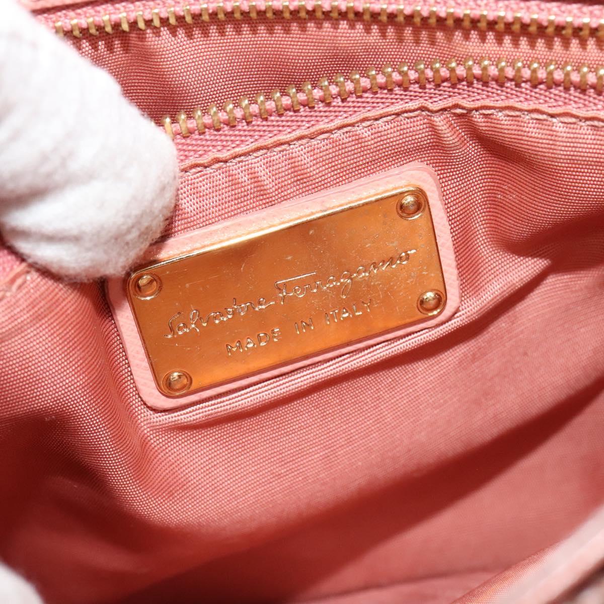 Salvatore Ferragamo Vala Hand Bag Leather 2way Pink Gold Auth 134642