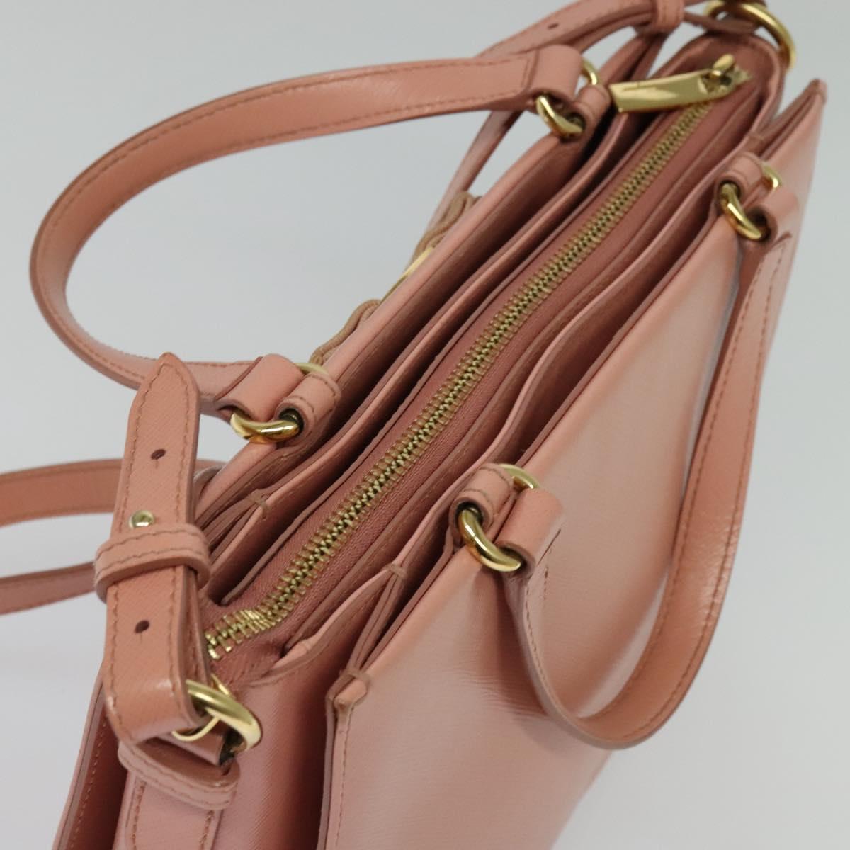 Salvatore Ferragamo Vala Hand Bag Leather 2way Pink Gold Auth 134642