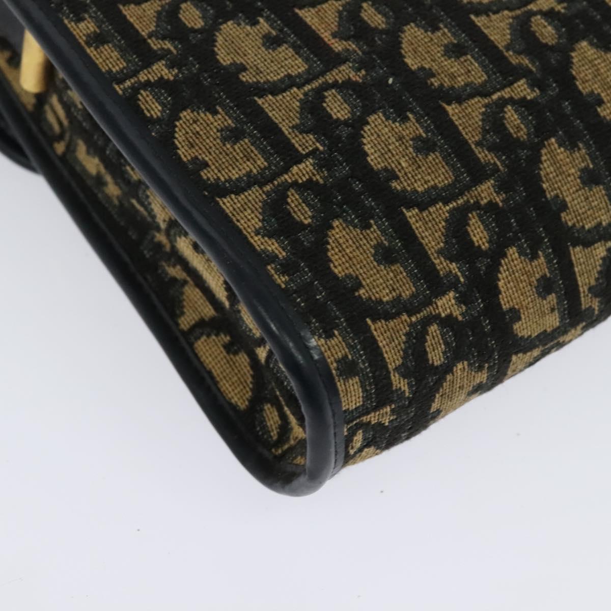 Christian Dior Trotter Canvas Shoulder Bag Navy Gold Auth 134643