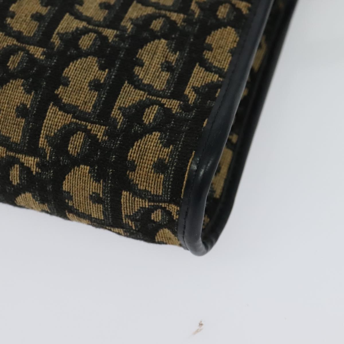 Christian Dior Trotter Canvas Shoulder Bag Navy Gold Auth 134643