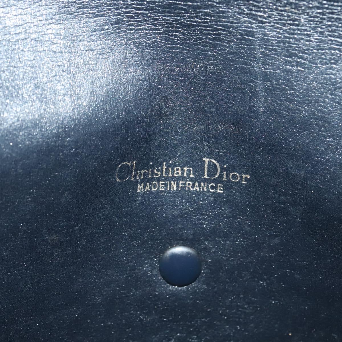 Christian Dior Trotter Canvas Shoulder Bag Navy Gold Auth 134643