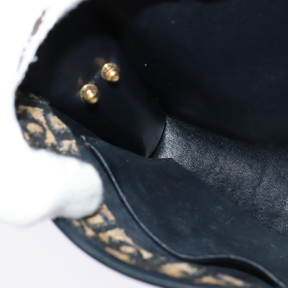 Christian Dior Trotter Canvas Shoulder Bag Navy Gold Auth 134643