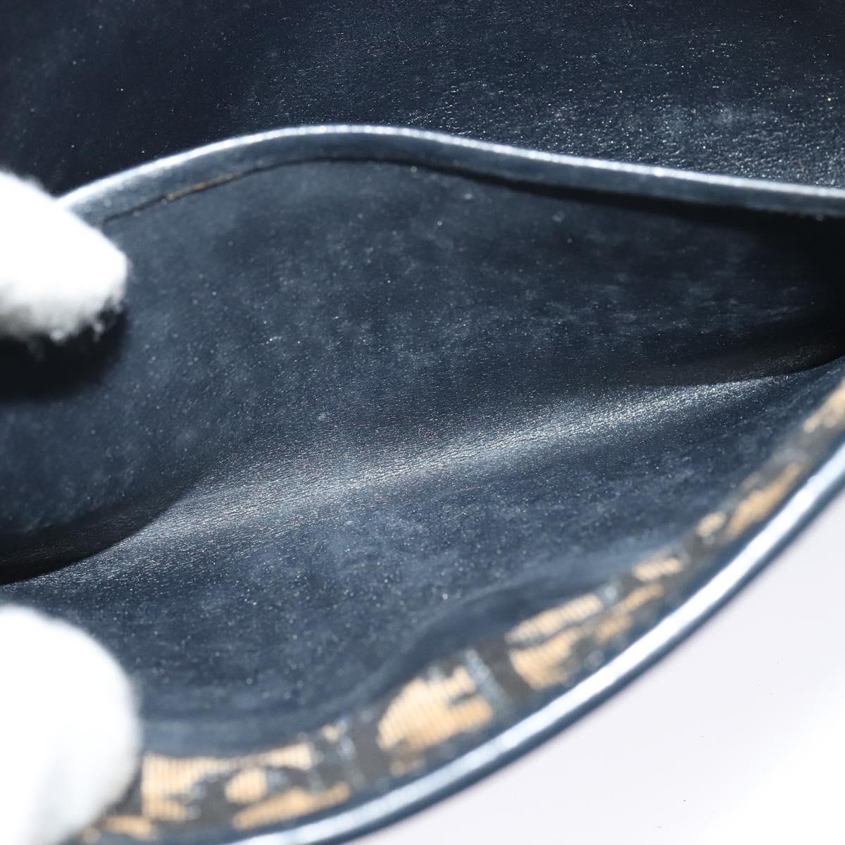 Christian Dior Trotter Canvas Shoulder Bag Navy Gold Auth 134643