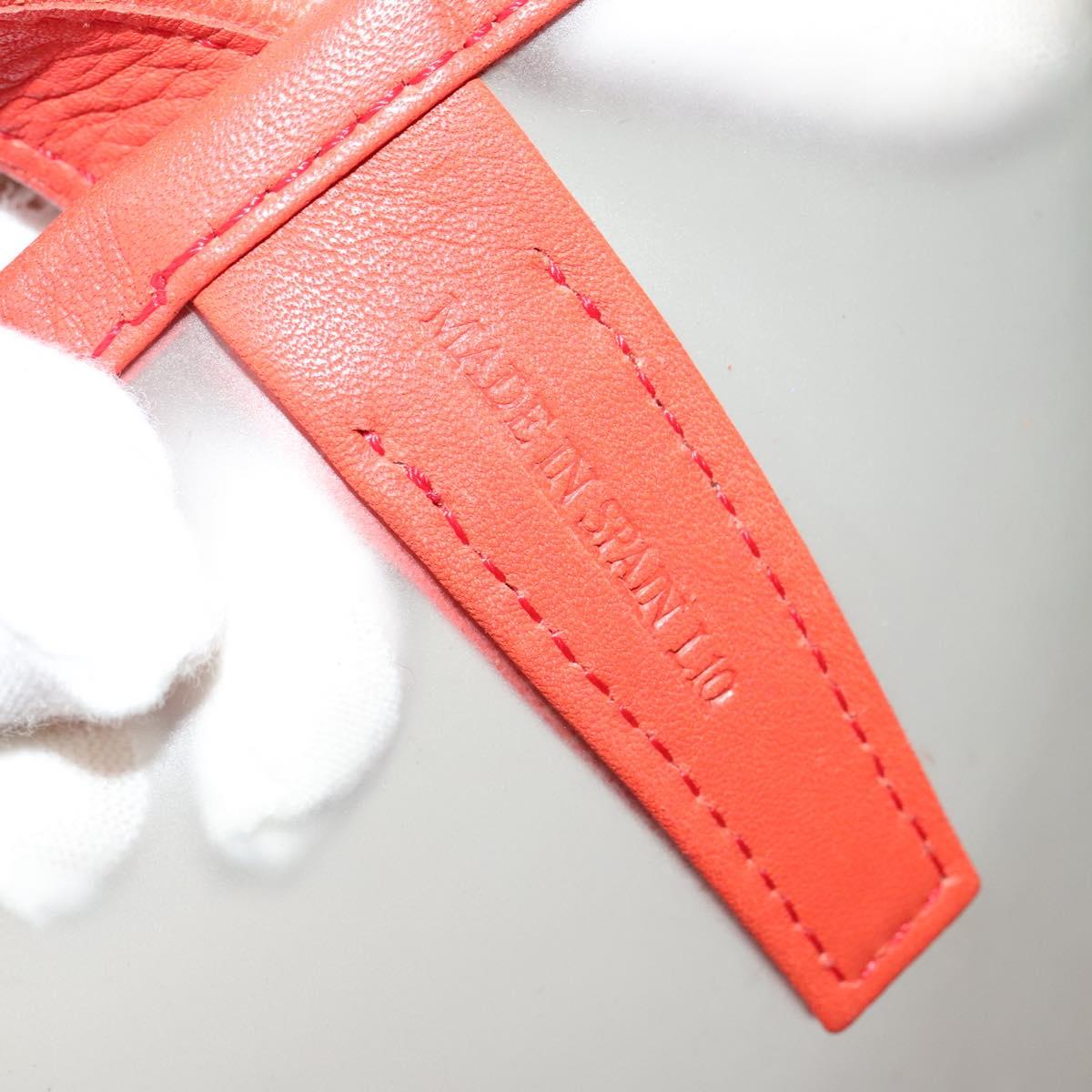 LOEWE Hand Bag Vinyl Orange Auth 134650