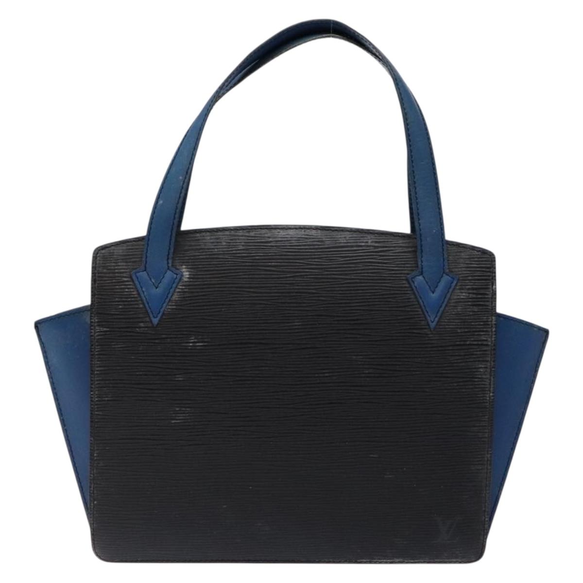 LOUIS VUITTON Epi Bicolor Varenne Hand Bag Black Blue M52385 LV Auth 134668