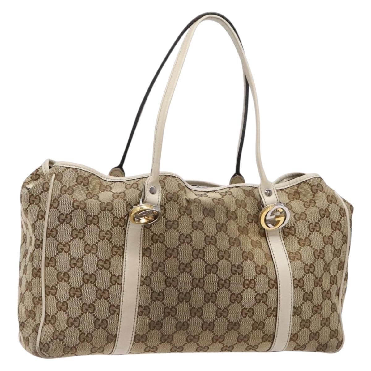 GUCCI GG Canvas Tote Bag Beige Gold 232957 Auth 134674