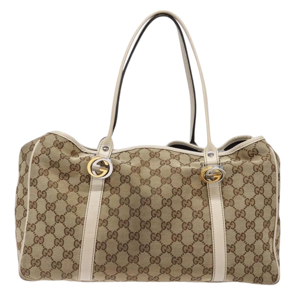 GUCCI GG Canvas Tote Bag Beige Gold 232957 Auth 134674