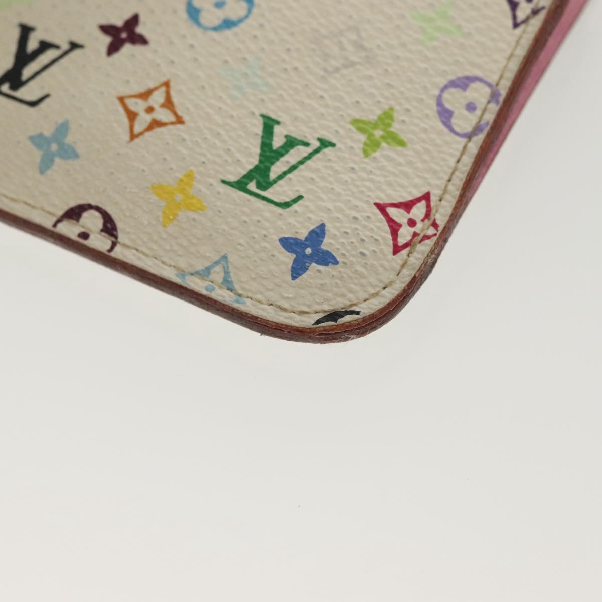 LOUIS VUITTON Monogram Multicolor Pochette Cles NM White M93734 LV Auth 134683