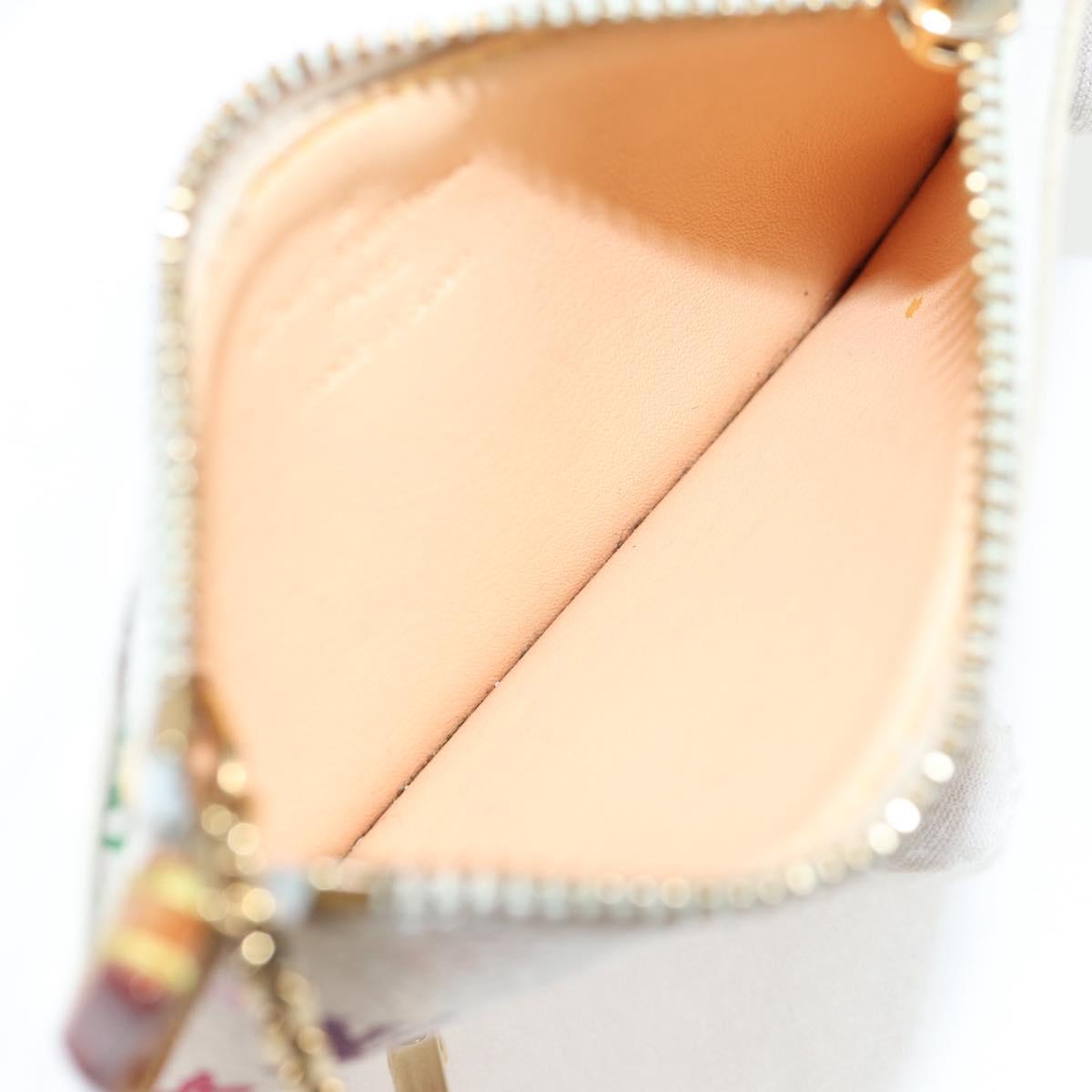 LOUIS VUITTON Multicolor Pochette Cles Coin Purse White M92655 LV Auth 134684V