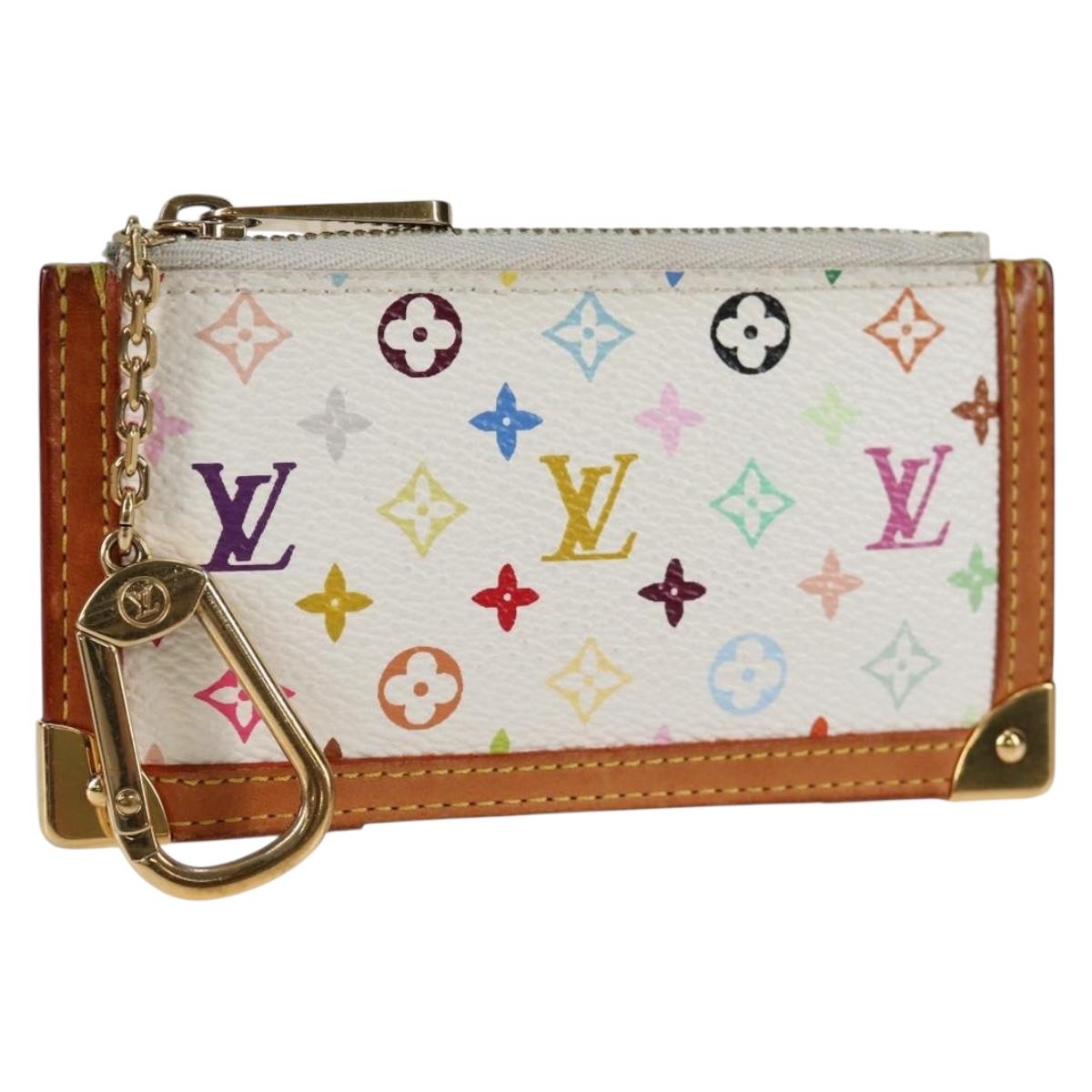 LOUIS VUITTON Multicolor Pochette Cles Coin Purse White M92655 LV Auth 134684V
