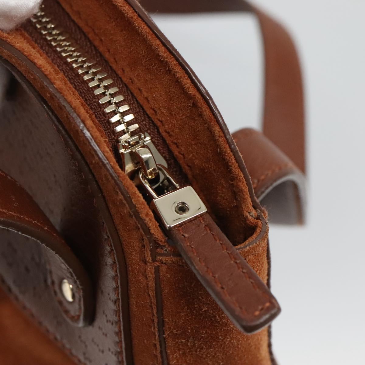 Salvatore Ferragamo Gancini Shoulder Bag Suede Brown Gold Auth 134733