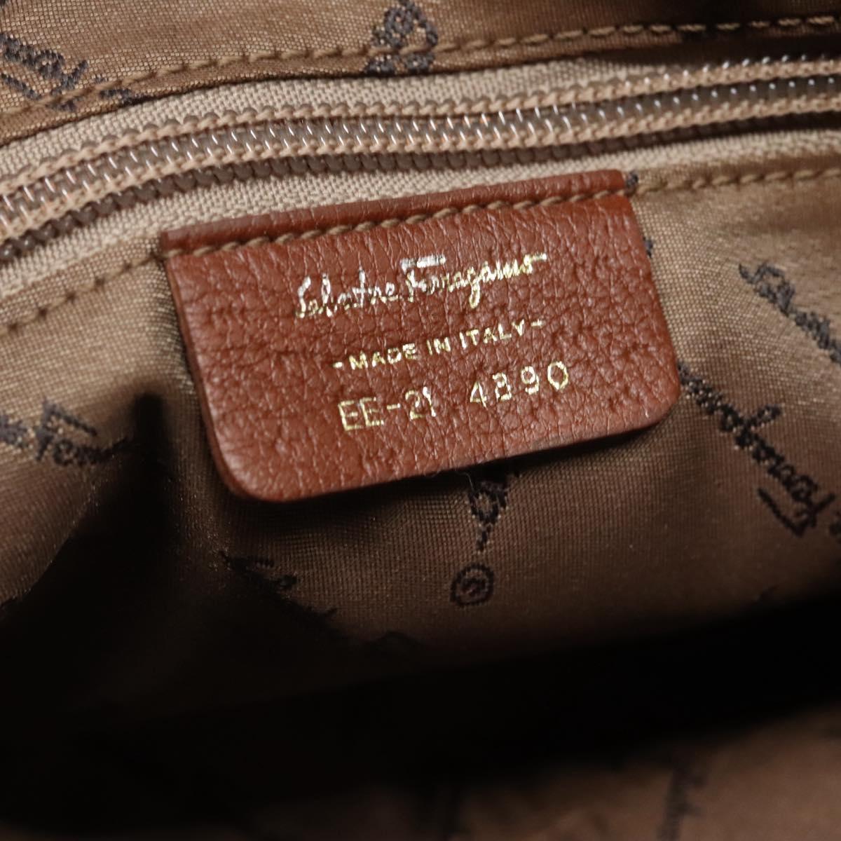 Salvatore Ferragamo Gancini Shoulder Bag Suede Brown Gold Auth 134733