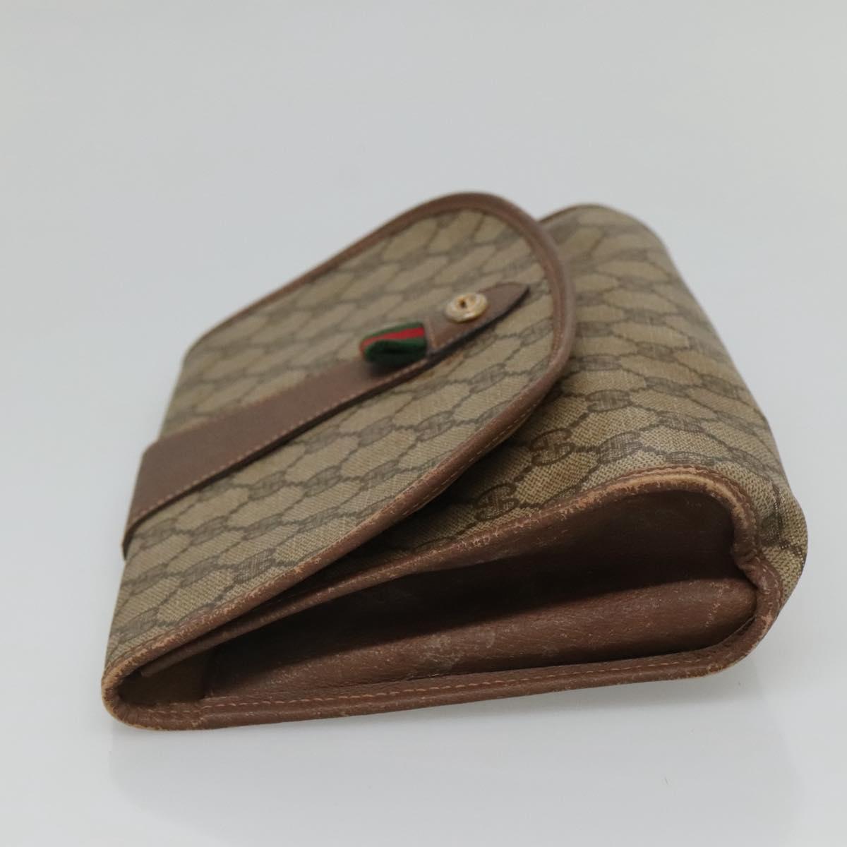GUCCI GG Supreme Web Sherry Line Bag PVC Beige Brown 89 01 030 Auth 134738