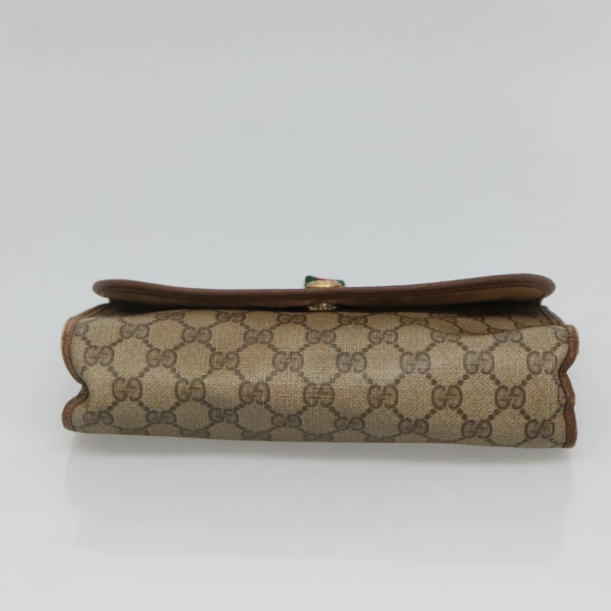GUCCI GG Supreme Web Sherry Line Bag PVC Beige Brown 89 01 030 Auth 134738