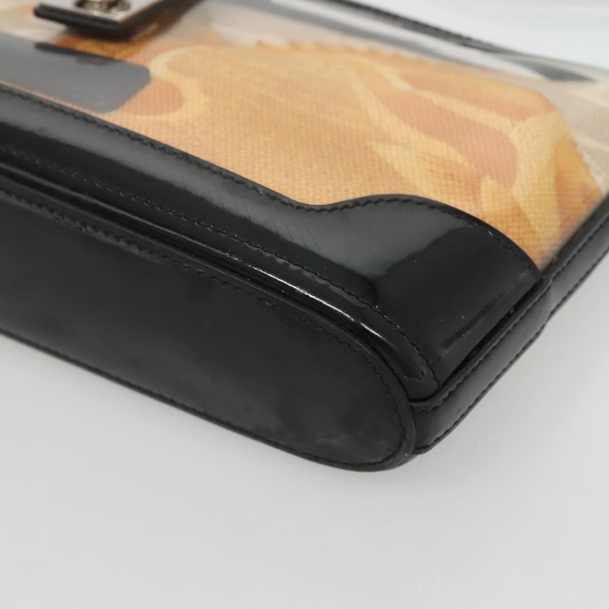 Salvatore Ferragamo Gancini Shoulder Bag Vinyl Black Beige Silver Auth 134739