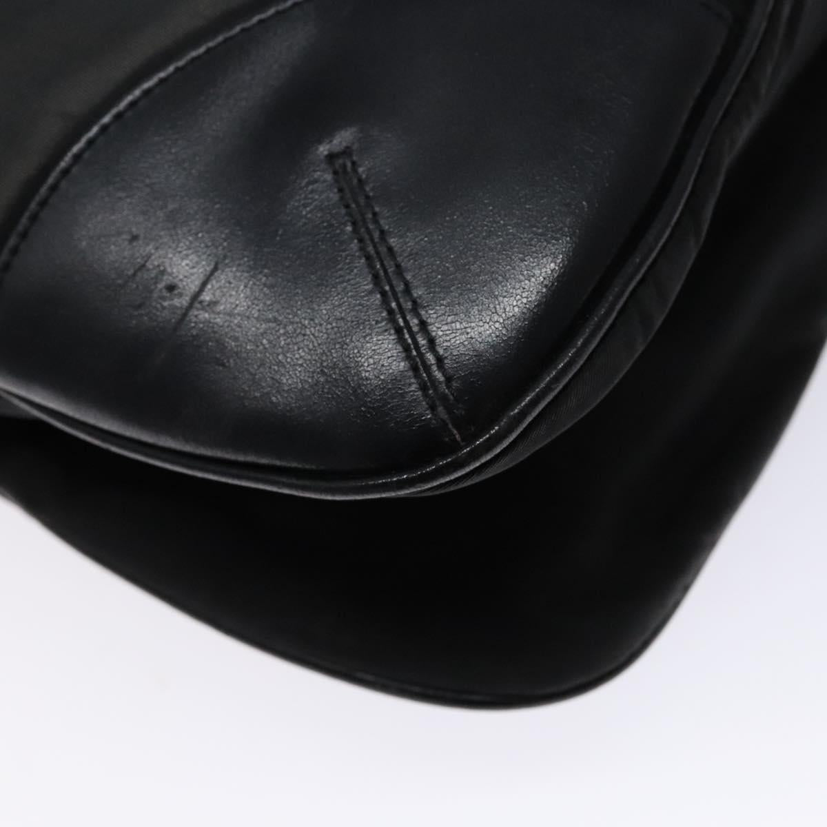 PRADA Shoulder Bag Nylon Leather Black Silver Auth 134740