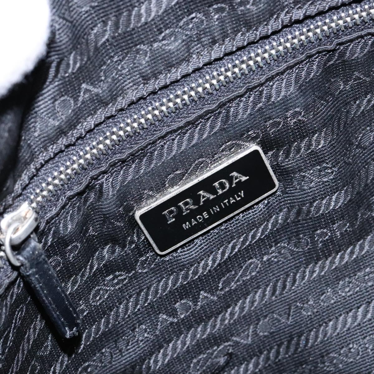 PRADA Shoulder Bag Nylon Leather Black Silver Auth 134740