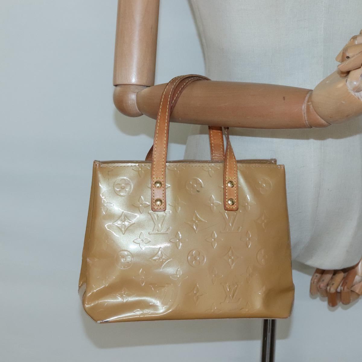 LOUIS VUITTON Monogram Vernis Reade PM Hand Bag Noisette M91334 LV Auth 134756
