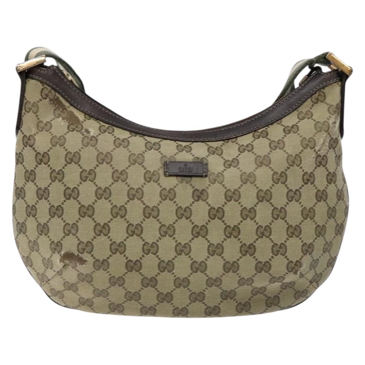 GUCCI GG Canvas Shoulder Bag Beige Gold 181092 Auth 134763
