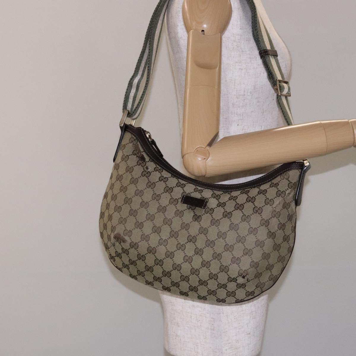 GUCCI GG Canvas Shoulder Bag Beige Gold 181092 Auth 134763