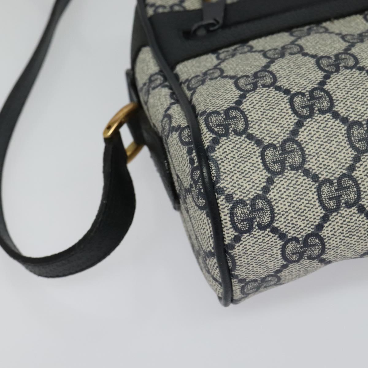 GUCCI GG Supreme Sherry Line Shoulder Bag PVC Navy Gold 68 02 004 Auth 134764