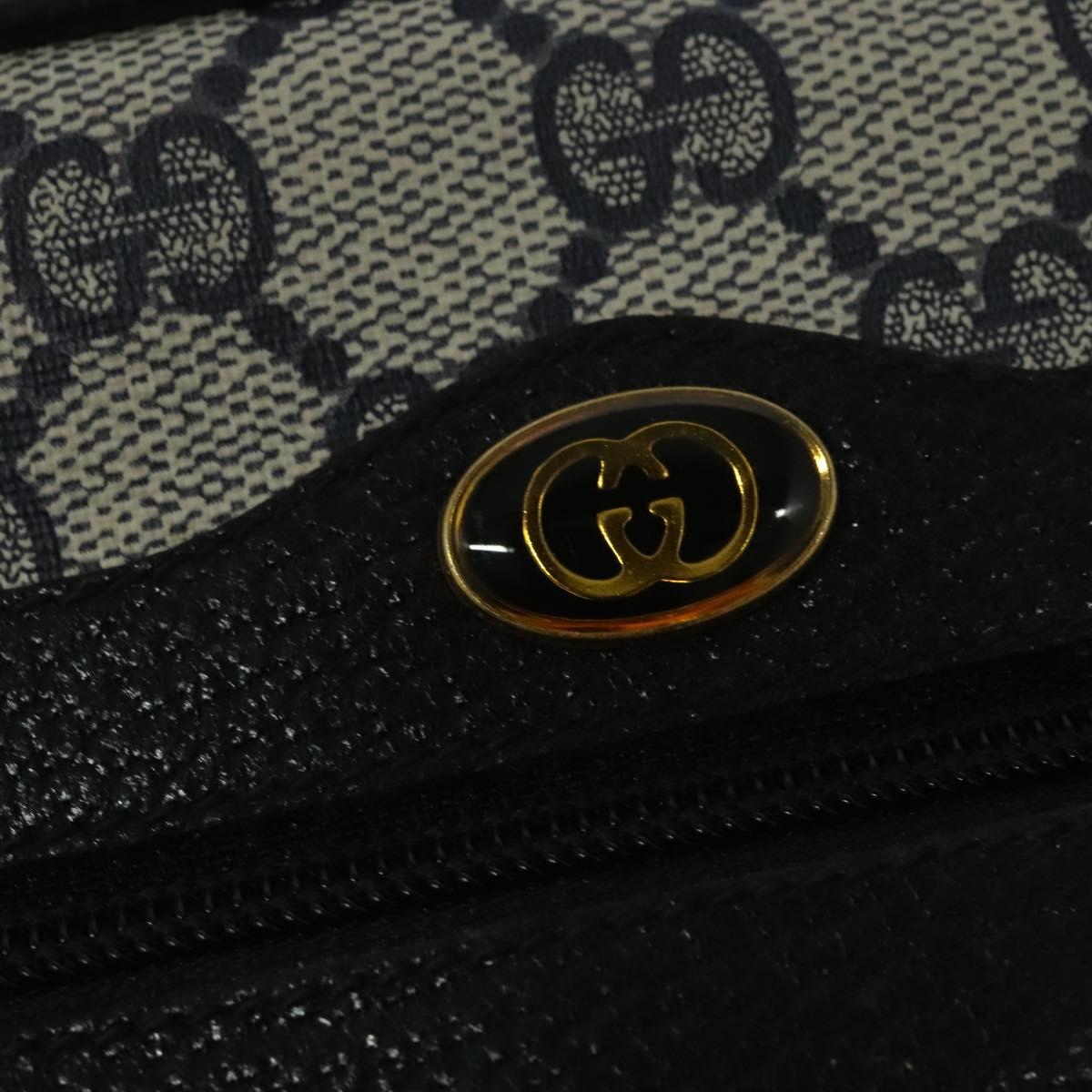GUCCI GG Supreme Sherry Line Shoulder Bag PVC Navy Gold 68 02 004 Auth 134764