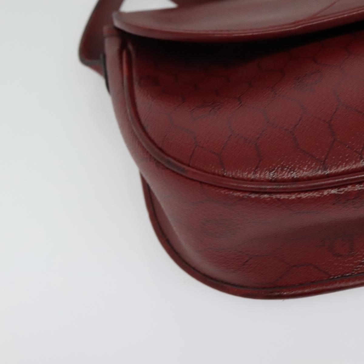 Christian Dior Honeycomb Canvas Shoulder Bag PVC Red Gold Auth 134766