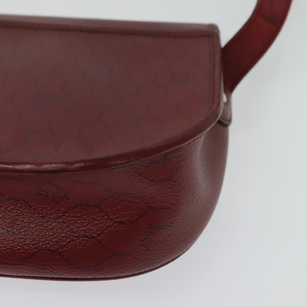 Christian Dior Honeycomb Canvas Shoulder Bag PVC Red Gold Auth 134766