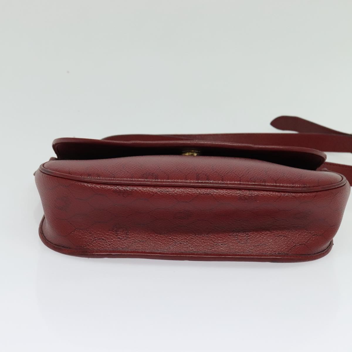 Christian Dior Honeycomb Canvas Shoulder Bag PVC Red Gold Auth 134766