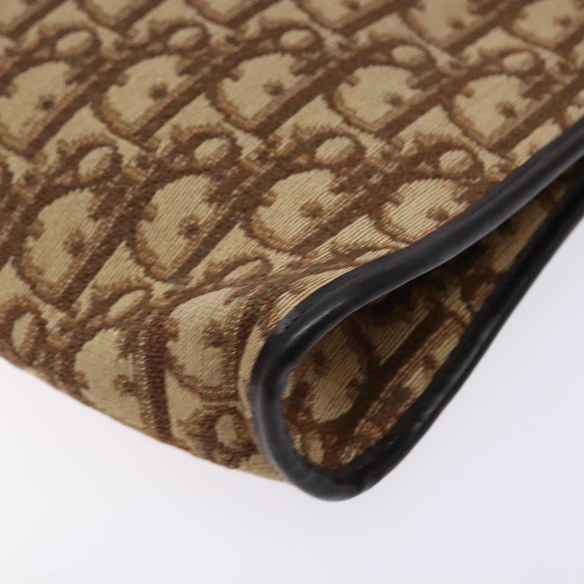 Christian Dior Trotter Canvas Shoulder Bag Brown Gold Auth 134767