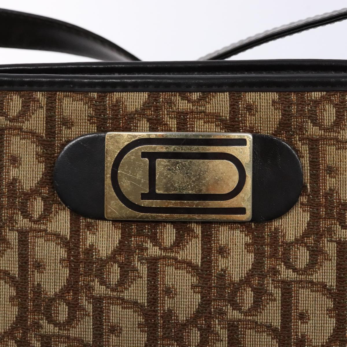 Christian Dior Trotter Canvas Shoulder Bag Brown Gold Auth 134767