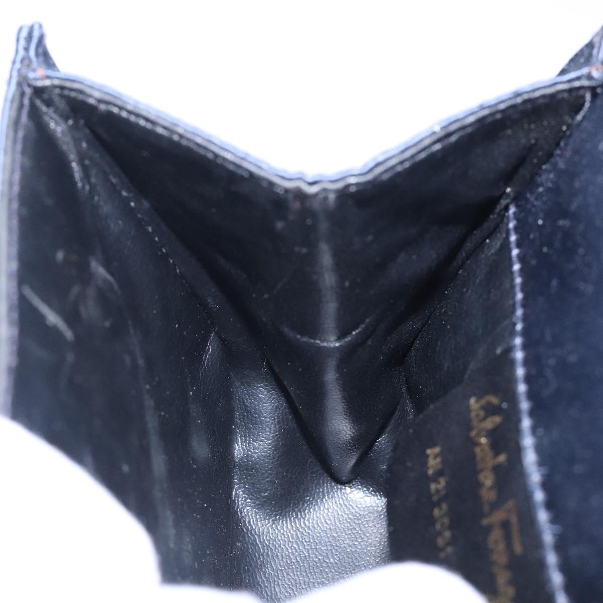 Salvatore Ferragamo Gancini Hand Bag Satin Navy Gold Auth 134768