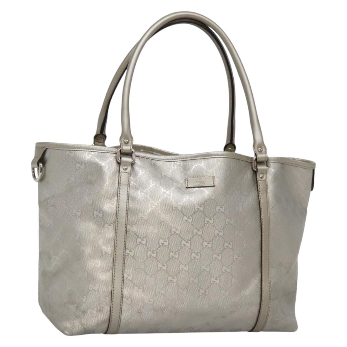 GUCCI GG implementation Tote Bag Silver 197953 Auth 134808