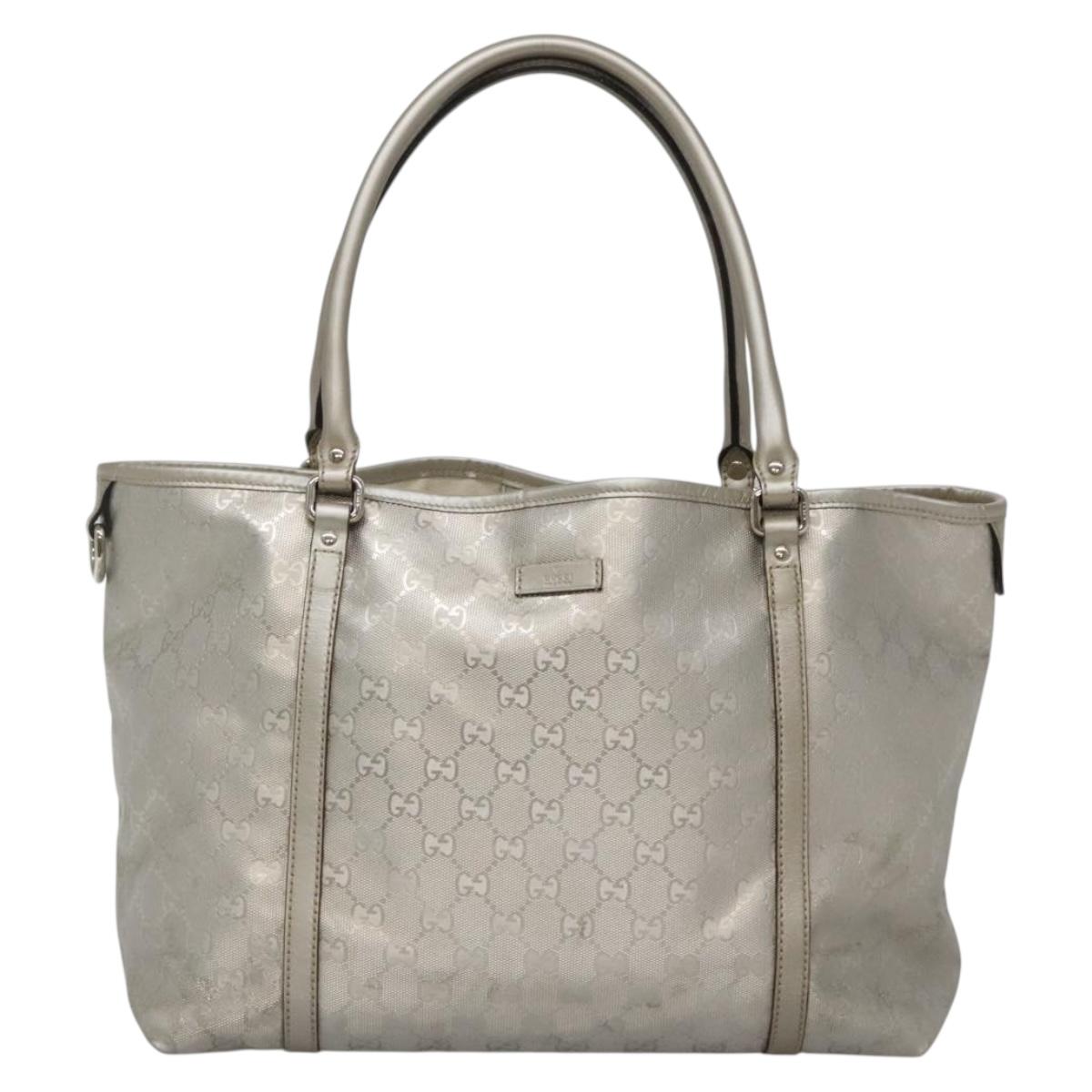 GUCCI GG implementation Tote Bag Silver 197953 Auth 134808