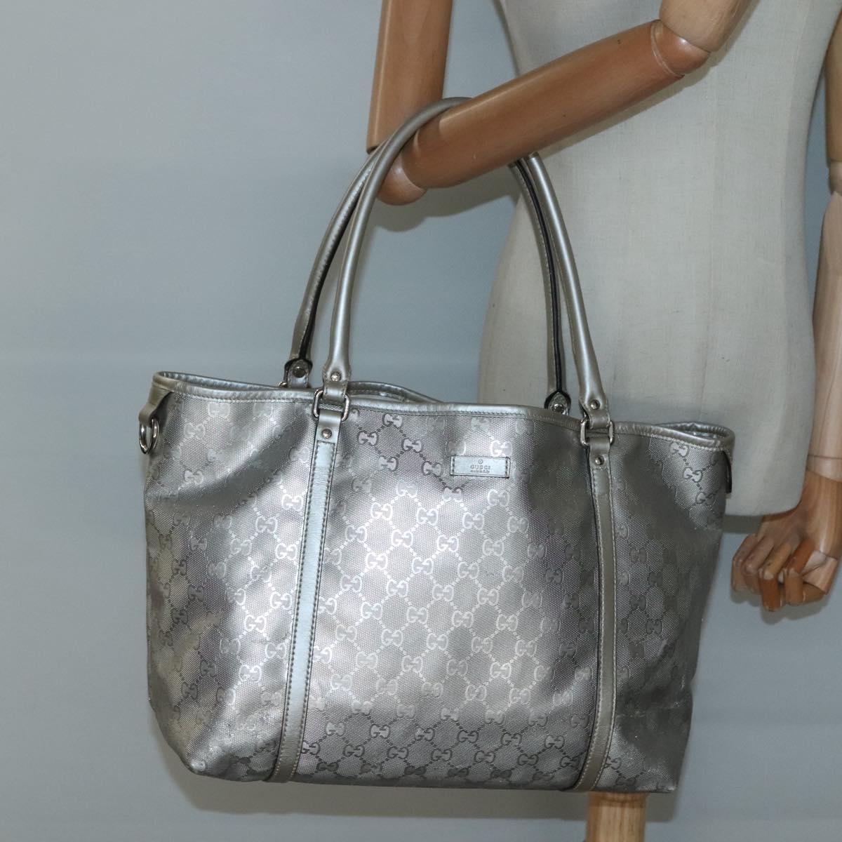 GUCCI GG implementation Tote Bag Silver 197953 Auth 134808