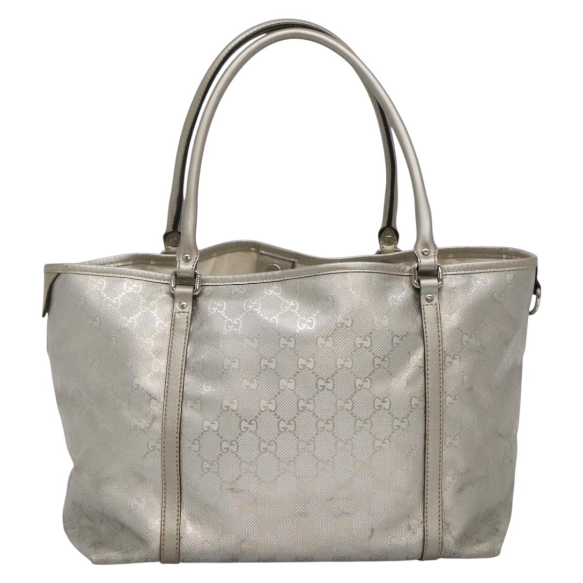 GUCCI GG implementation Tote Bag Silver 197953 Auth 134808