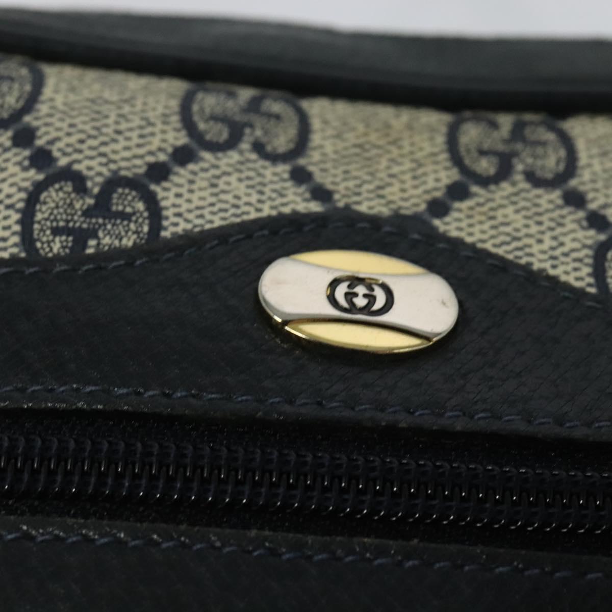 GUCCI GG Supreme Sherry Line Shoulder Bag PVC Navy Gold 120 02 004 Auth 134809