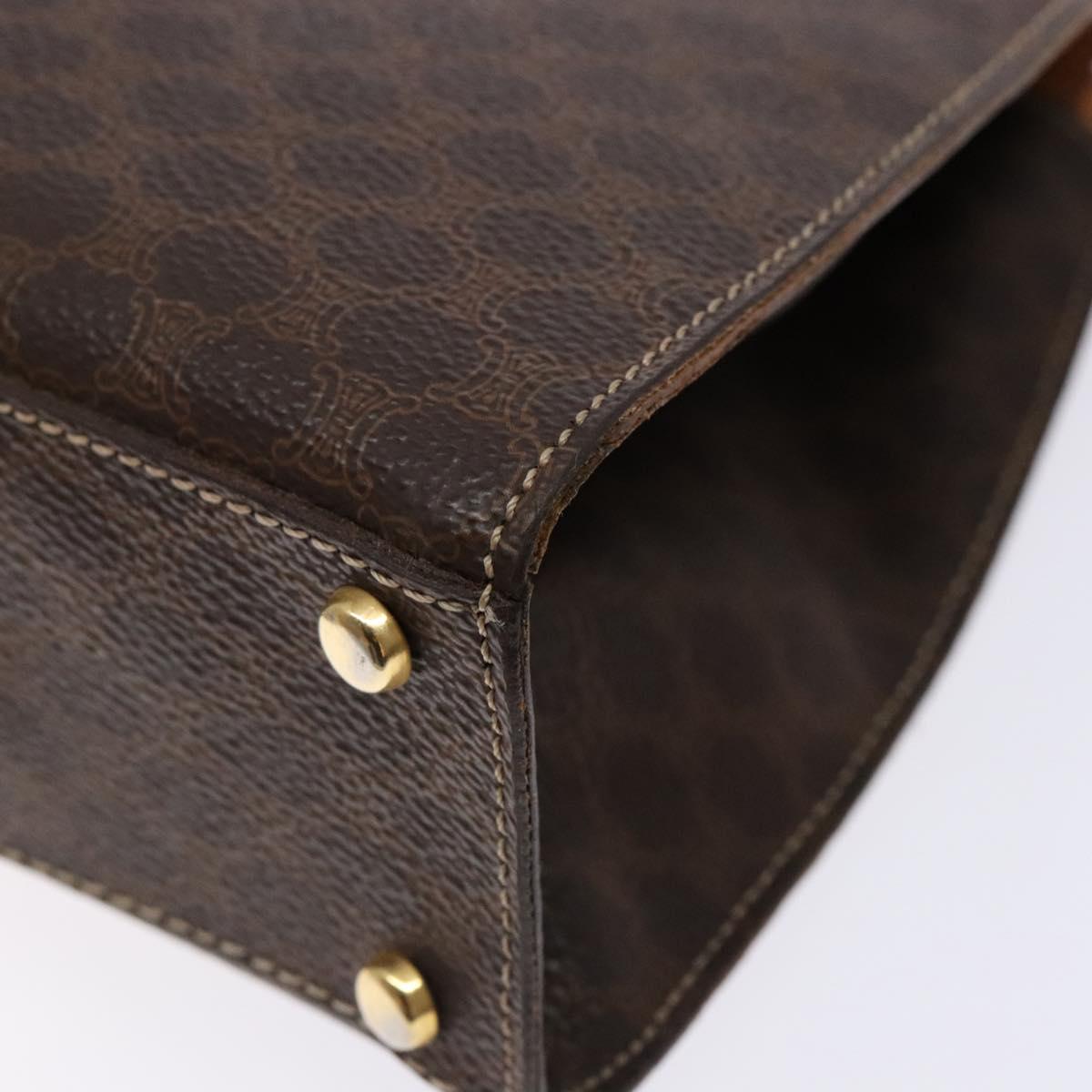 CELINE Macadam Canvas Hand Bag PVC Leather Brown Gold Auth 134810